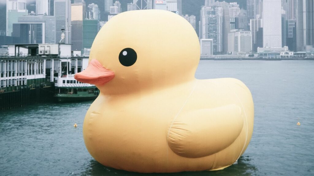 a giant rubber duck